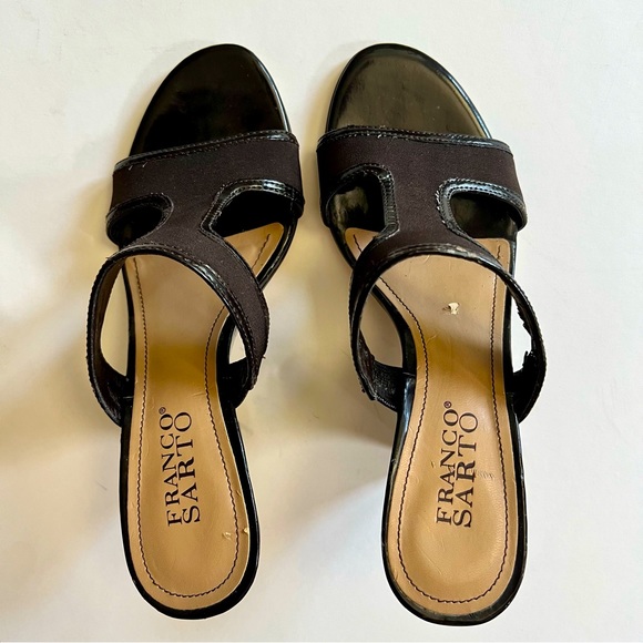 FRANCO SARTO Viper Dark Brown, Wedge Heel Slide Sandal, With 3 Inch Heel. - Picture 4 of 6